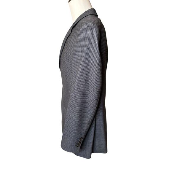 Ralph Lauren Houndstooth Blazer Men's 42R Navy Blue 3 Button Sport Coat Wool - Picture 3 of 8